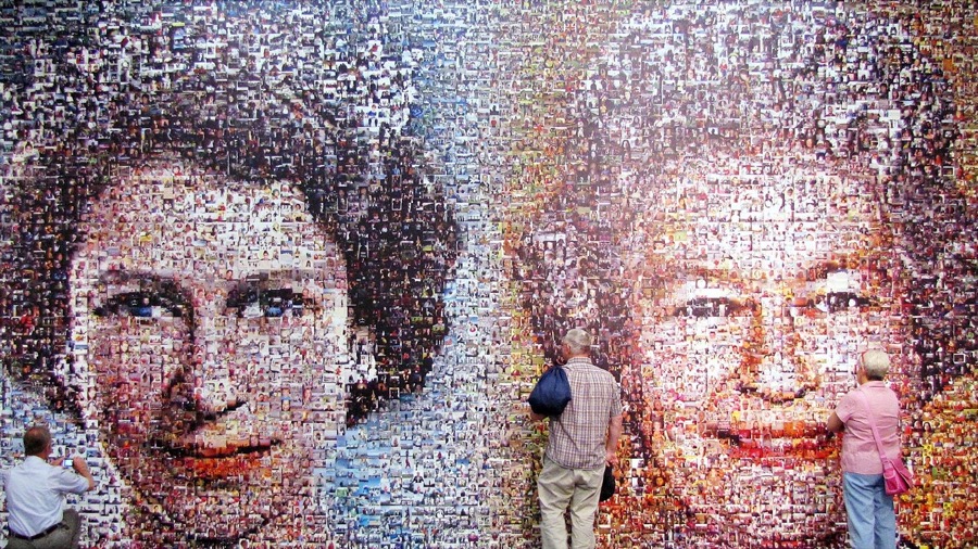 Mosaic portrait of Queen Elizabeth II made from thousands of photographs